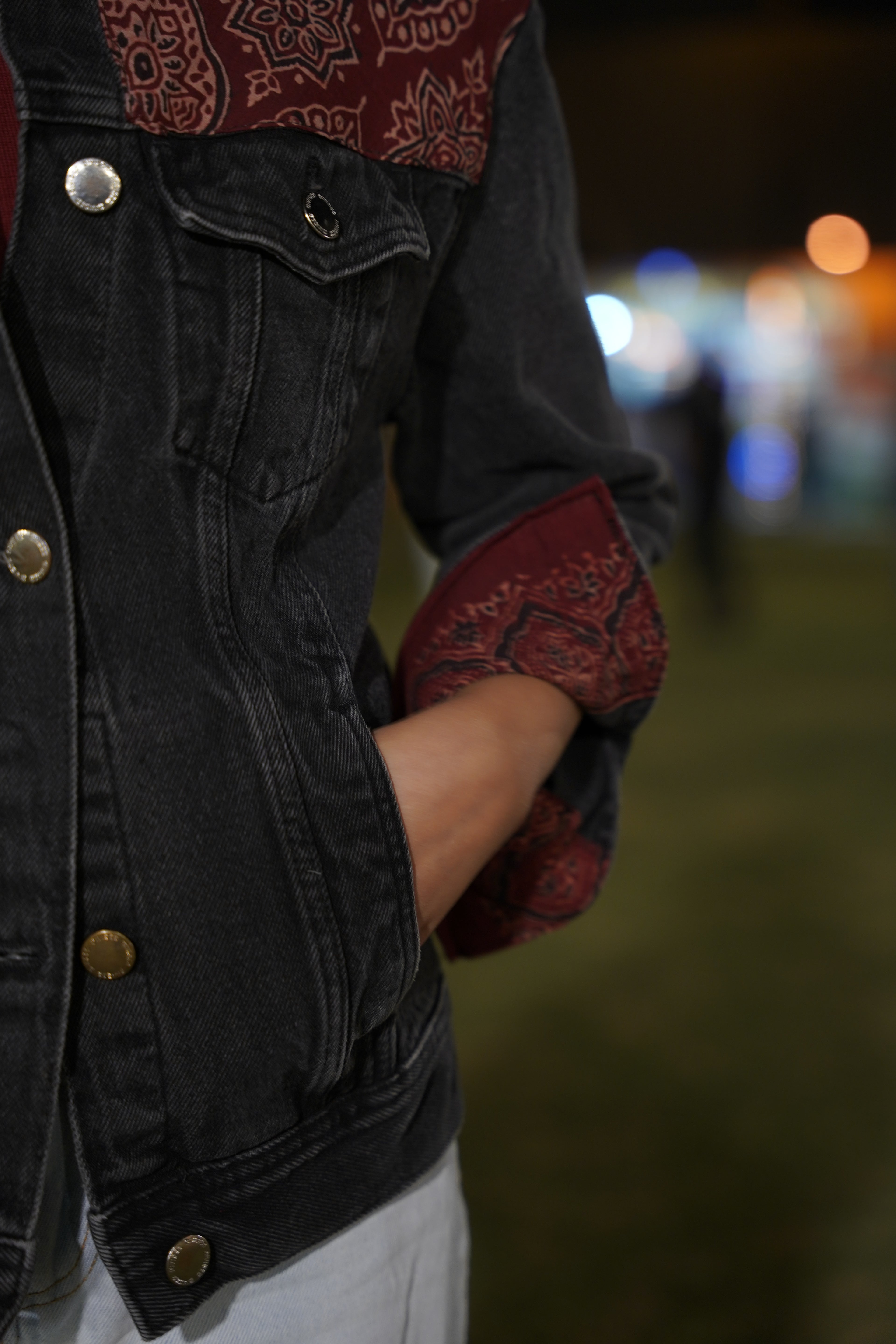 Naqsh Jacket - Crimson & Black